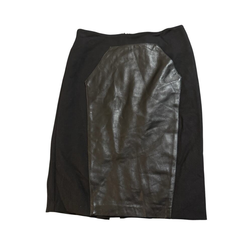 Anthropologie Eva Franco Black Leather Pencil Skirt Size 4 Professional